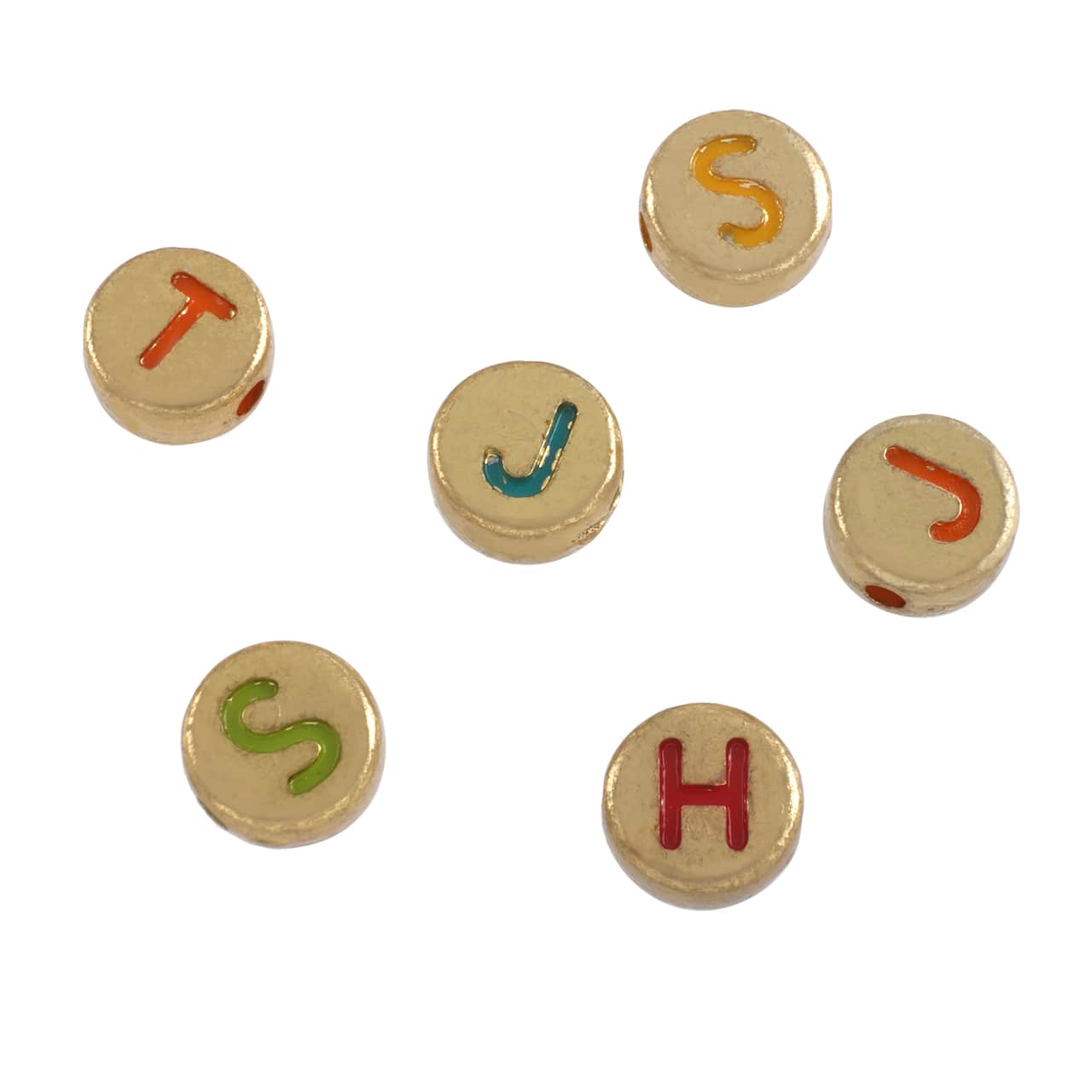 12 Pack: Gold Alphabet Circle Acrylic Beads, 7mm by Bead Landing™